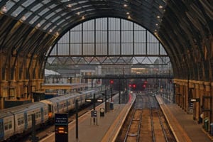 Trains bringing commuters to London