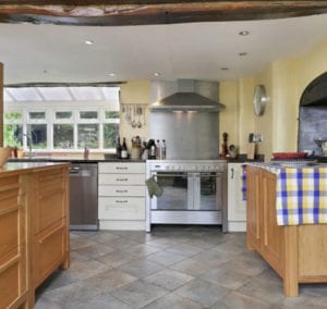 Modern kitchen in historic Welford house
